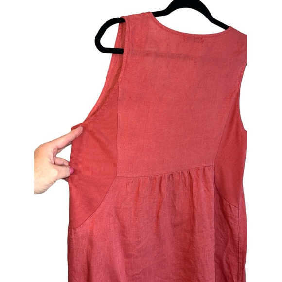 Terzo Millennio linen dress sleeveless size M salmon made in Italy - Picture 6 of 12